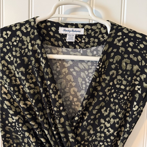 Tommy Bahama Leopard Print Knot Front Dress Black XS Sleeveless - Picture 3 of 6